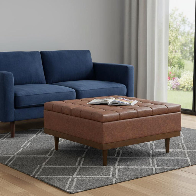 Upholstery Storage Ottoman - Brown / Walnut