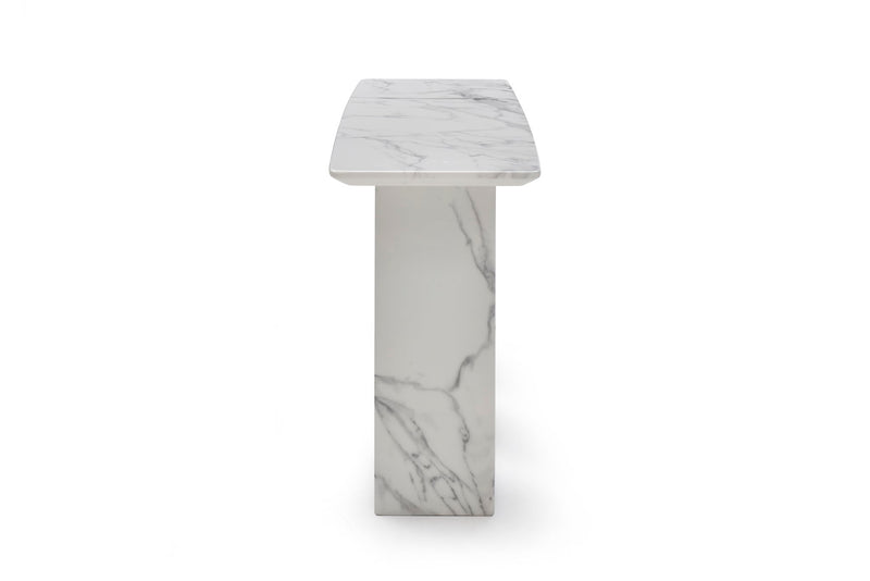 Genuine Marble And Stone Three Leg Console Table - White