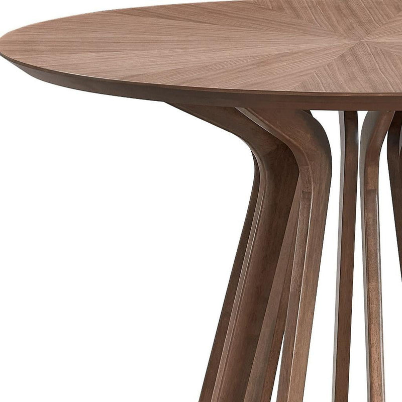 47" Wood Pedestal Base Round Top Dining Table - Walnut