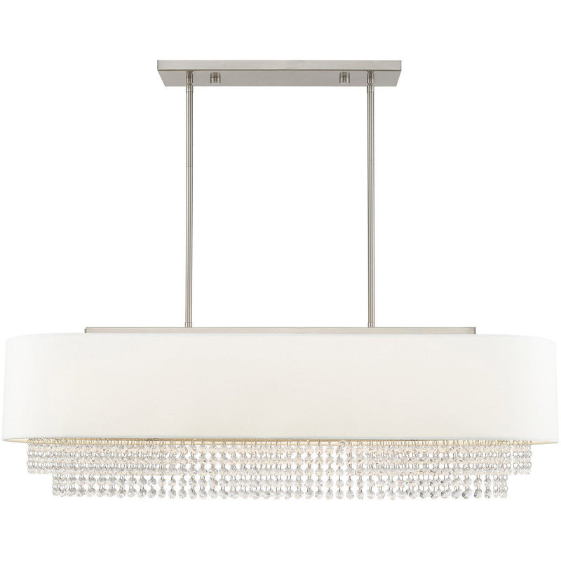 21" Five Light Dimmable Chandelier With Shades - Nickel