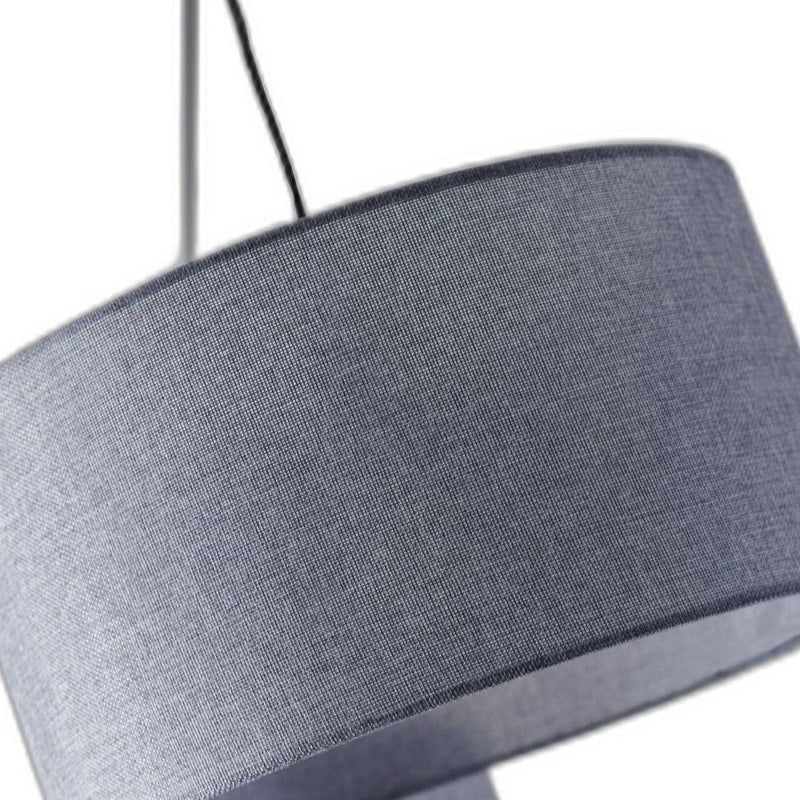 Three Light Tree Floor Lamp With Gray Solid Color Drum Shade - Black