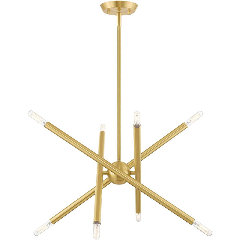 23" Eight Light Dimmable Chandelier With Shades - Brass