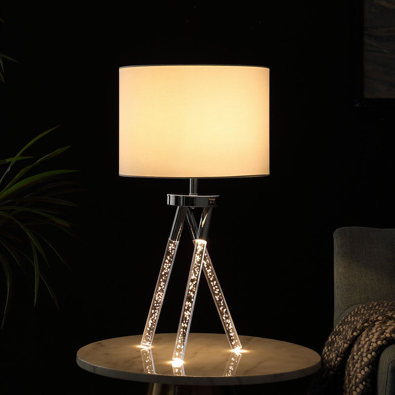 LED Acrylic Tripod Table Lamp With White Shade - Silver
