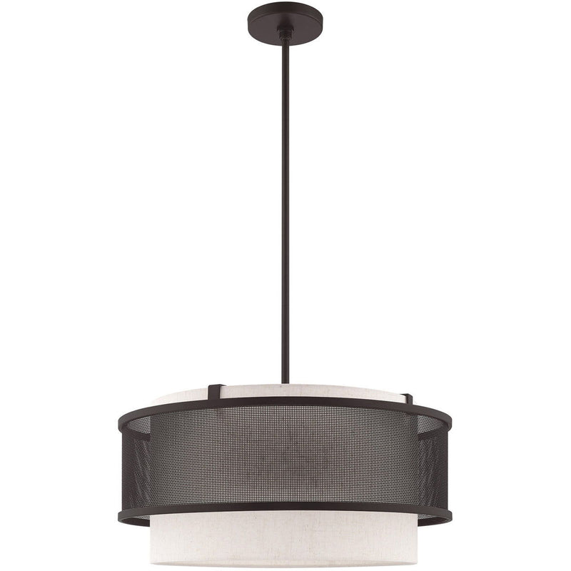18" Four Light Dimmable Chandelier With Shades - Bronze