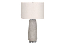 Load image into Gallery viewer, Cylinder Table Lamp With Ivory Drum Shade - Gray And Silver
