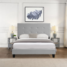 Load image into Gallery viewer, Queen Size Upholstered Platform Bed Frame With Pull Point Tufted Headboard, Strong Slat Support, Mattress Foundation, No Box Spring Needed - Gray
