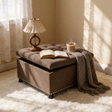 Load image into Gallery viewer, Square Tufted Storage Ottoman With Nailhead Trim
