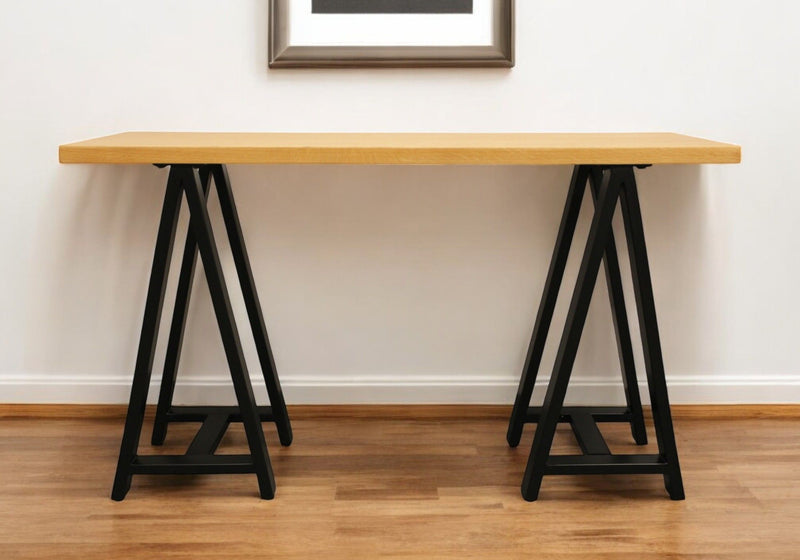 50" Solid Wood A Frame Console Table - Natural And Black