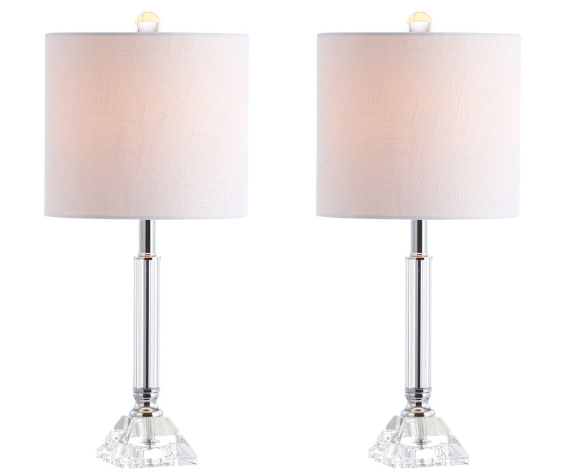 Table Lamps With Drum Shades (Set of 2) - White / Clear