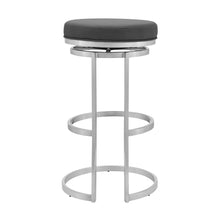 Load image into Gallery viewer, Faux Leather Swivel Backless Bar Height Bar Chair - Gray / Silver
