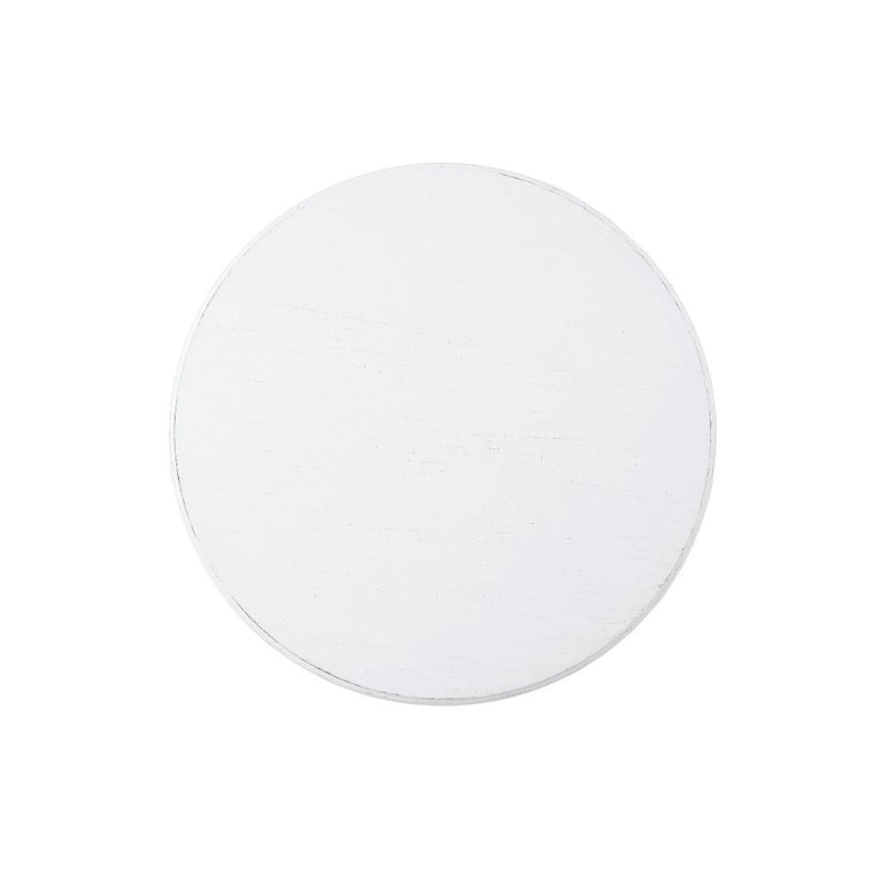 Cottage Wood Pedestal Side Or End Table - White