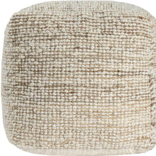 Load image into Gallery viewer, Cotton Wool Jute Striped Pouf Ottoman - Ivory
