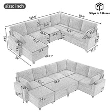 Load image into Gallery viewer, U-Shaped Sectional Sleeper Sofa With Ample Storage Space, 2 Cup Holders And Charging Ports For Living Room
