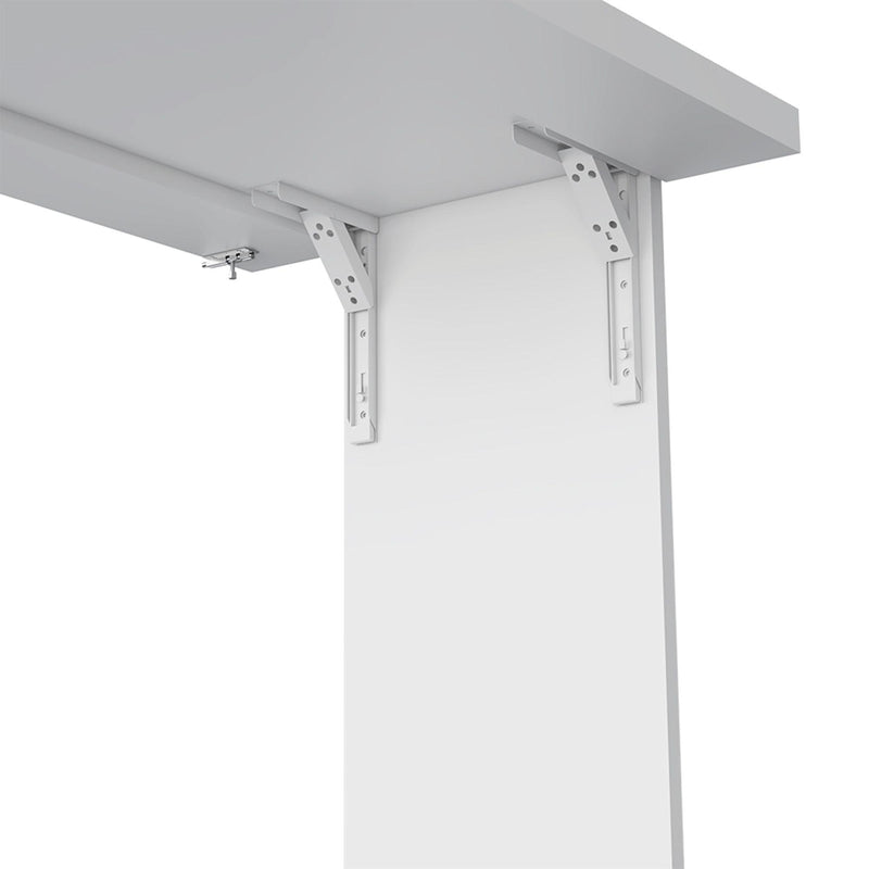 Wood Folding Wall Mounted Pedestal Computer Desk - White