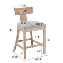 Load image into Gallery viewer, Upholstered Counter Height Bar Stools With Solid Rubber Wood Frame (Set of 2)

