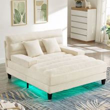 Load image into Gallery viewer, Chaise Bed Lounge Sofa Chair With Adjustable Backrest And LED Light Strip - Beige
