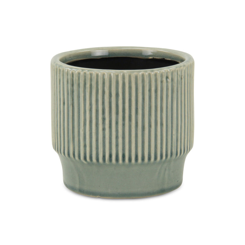 Striped Round Pot Planter (487432) - Green