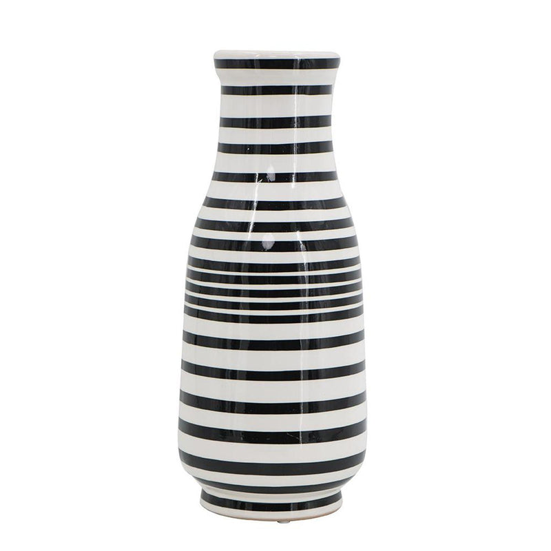 Hand Painted Stripe Table Vase - Black / White