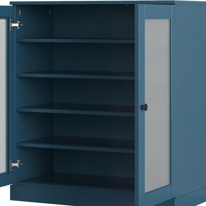 Twenty Pair Solid Woodshoe Storage Cabinet (752377) - Teal Blue