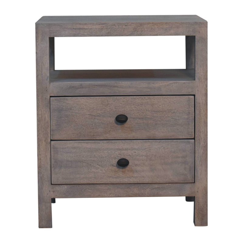 24" Two Drawer Nightstand Solid Wood - Brown
