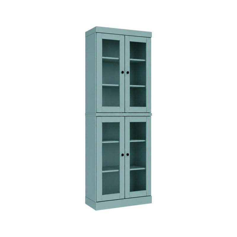 Solid Wood Adjustable Six Tier Library Bookcase With Four Doors (745694) - Aqua
