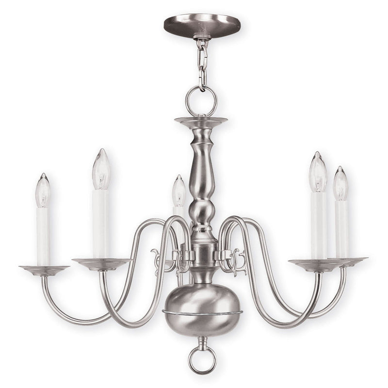 18'' Five-Light Dimmable Chandelier With Shades - Nickel