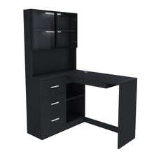 Load image into Gallery viewer, L-Shaped Computer Desk With Glass Cabinets, Built In LED Lights, USB Charging Ports
