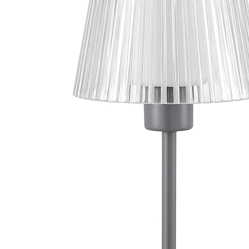 USB Table Lamp With Empire Shade - Gray