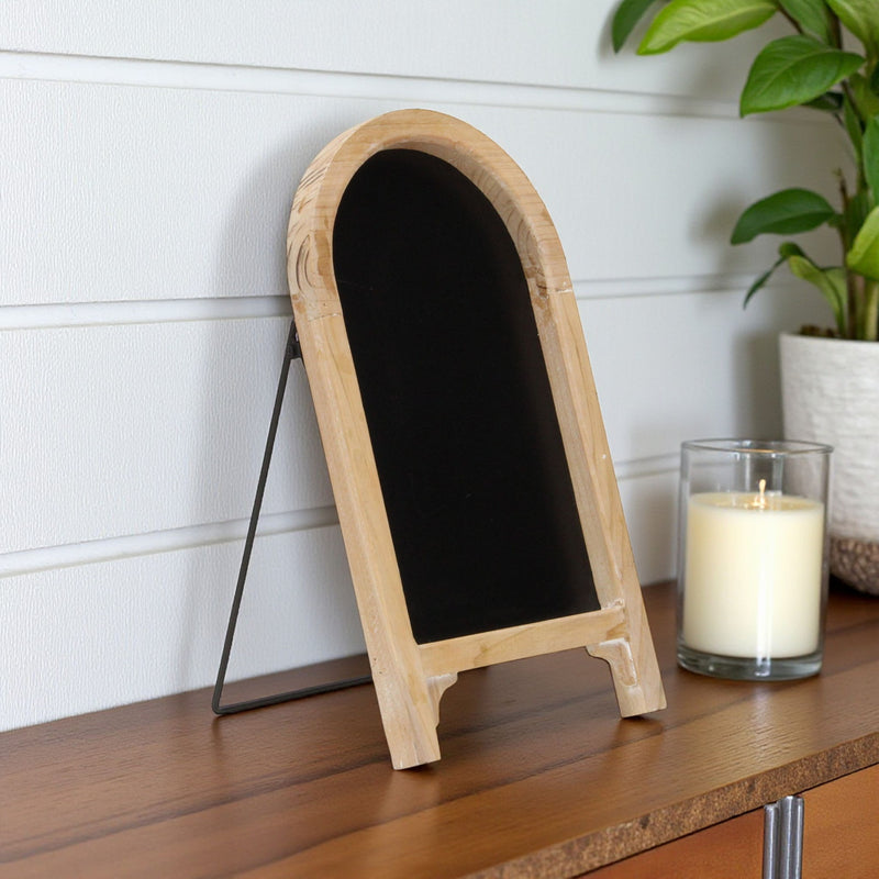 16" Wood Tabletop Easel Chalk Board - Natural