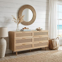 Load image into Gallery viewer, Rattan Six Drawer Double Dresser (716335) - Natural
