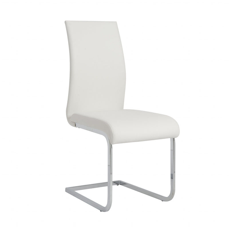 Upholstered Leather Dining Side Chairs (Set of 4) - White