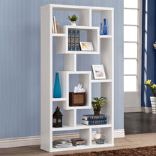 Load image into Gallery viewer, Geometric 10 Shelf Open Back Bookcase With Interlocking Shelves - White
