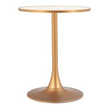 Load image into Gallery viewer, 24" Wood And Steel Pedestal Base Round Top Dining Table - Beige / Gold
