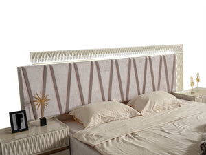 Delfano Modern Style King Bed Made with Wood in Beige