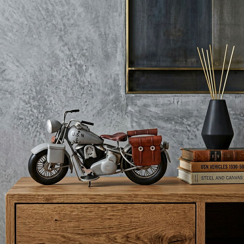 Hand Painted Decorative Motorcycle - Gray