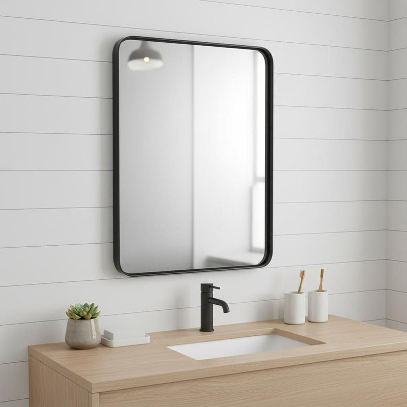 39" Metal Floating Framed Bathroom Vanity Mirror - Black