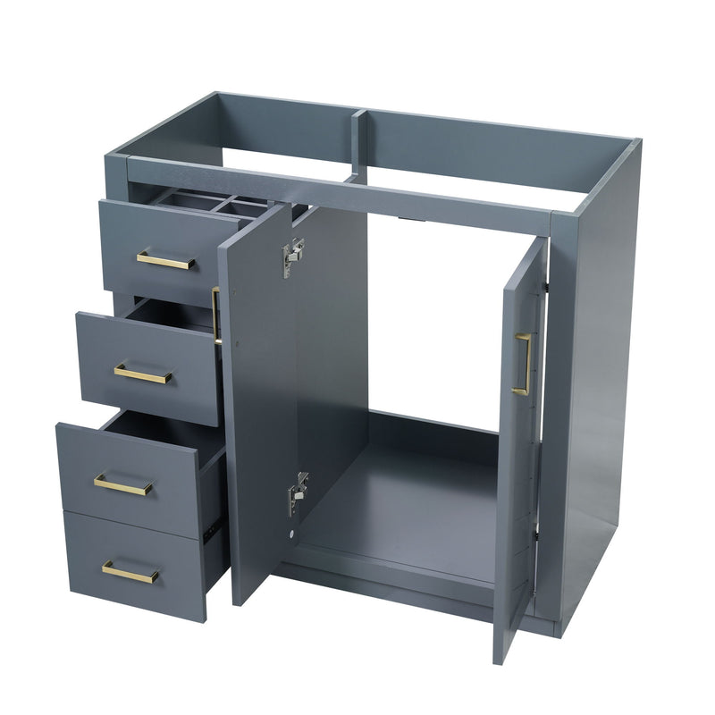 Retro Style Bathroom Vanity, 3 Drawers & Soft Closing Doors