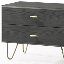 Load image into Gallery viewer, Contemporary Nightstand With Two Drawers - Gray And Gold
