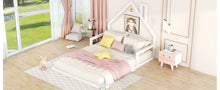 Load image into Gallery viewer, Full Size Wood Floor Bed with House-shaped Headboard, White
