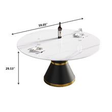 Load image into Gallery viewer, Modern Artificial Stone Round Carbon Steel Base Dining Table, Can Accommodate 6 People
