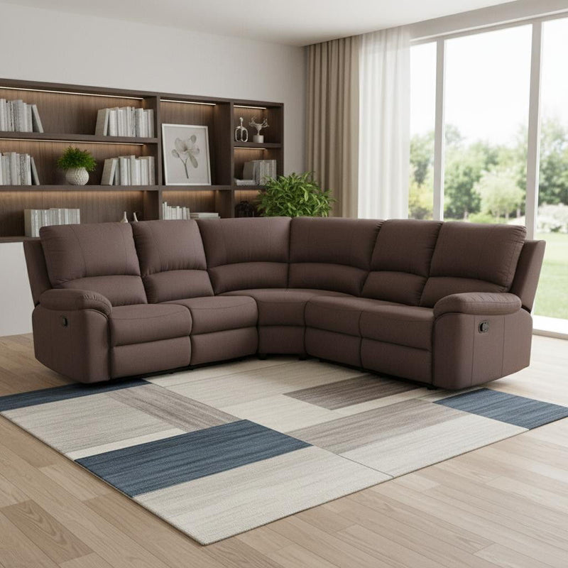 Polyester Blend Reclining U Shaped Three Piece Corner Sectional - Brown