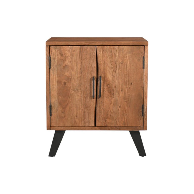 Solid Wood Square Live Edge Nightstand - Brown