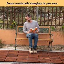 Load image into Gallery viewer, Interlocking Deck Tiles Striped Pattern, Square Acacia Hardwood Outdoor Flooring For Patio, Bancony, Pool Side
