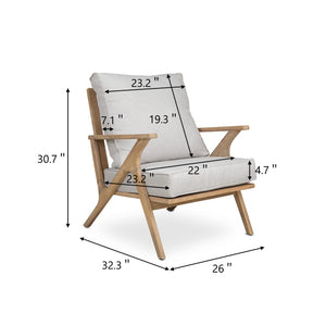 2 Pieces Patio Furniture Chairs, Set of 2 Outdoor Acacia Wood Sofa Set with Soft Seat for Garden, Backyard, Poolside, Bistro and Deck