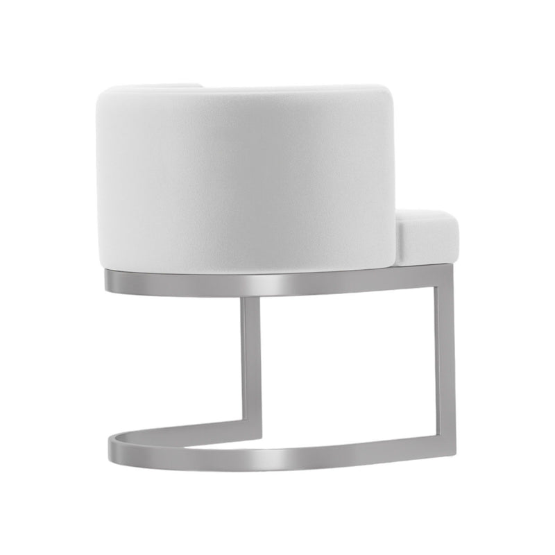 Upholstered Fabric Wing Back Dining Arm Chair - White