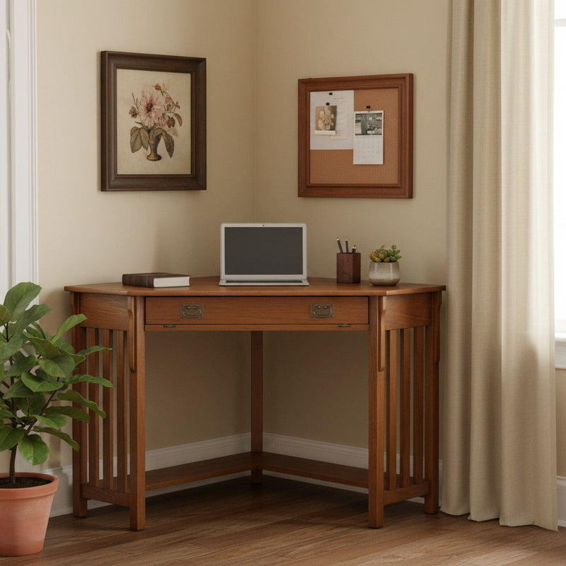 Mission Corner Computer Desk - Oak