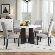 Load image into Gallery viewer, 5 Piece Round Dining Table Set, Dining Table And 4 Upholstered Chairs For Dining Room, Kitchen Room, Living Room - White / Gray
