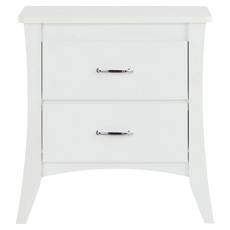 25" Two Drawers Nightstand - White