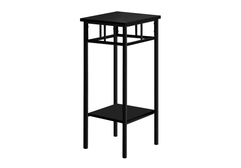 Square End Table With Shelf - Black