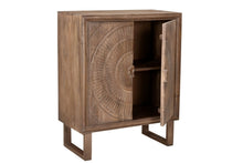 Load image into Gallery viewer, Solid Wood Two Door Floral Carved Accent Cabinet - Distressed Brown
